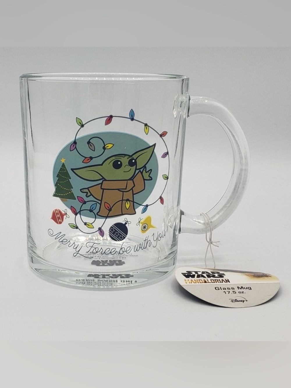 Star Wars The Mandalorian Grogu “May the Force Be With You” Holiday Glass Mug